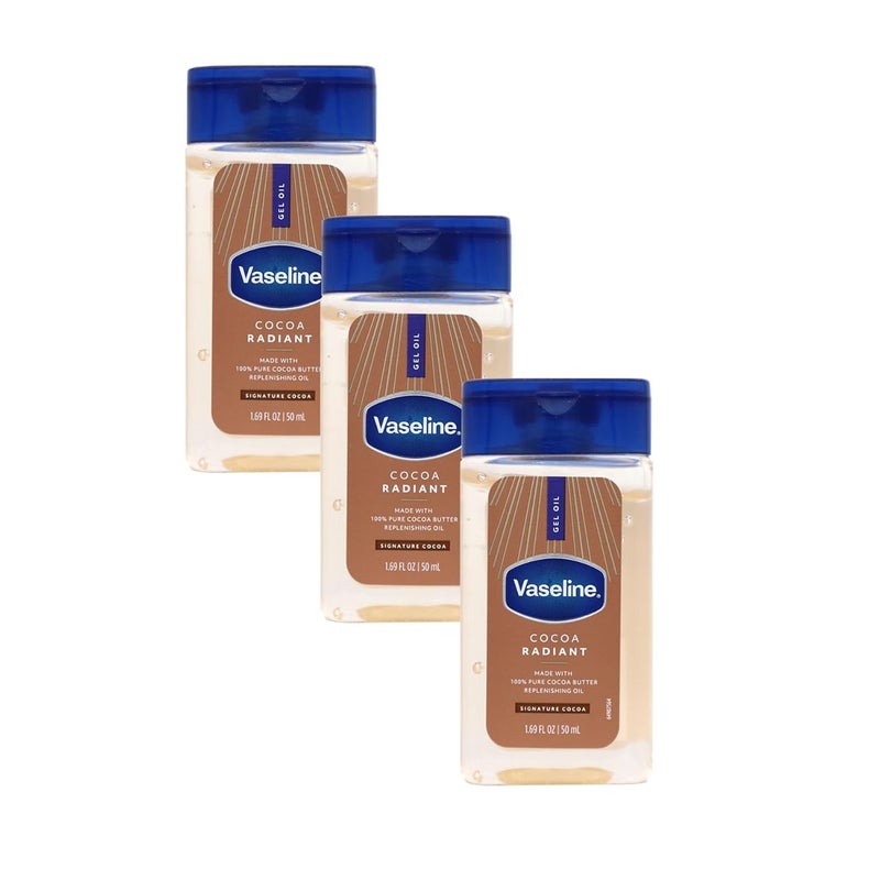 Vaseline Cocoa Radiant Replenishing Oil Gel with Pure Cocoa Butter, Travel Size, 1.69 fl oz, 3 Pack - Image 1